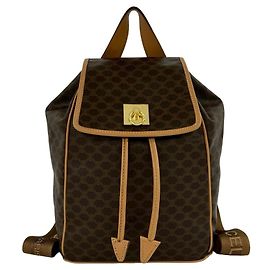 Céline Mochila de couro Celine Macadam Blazon Triomphe Logo Pattern Marrom