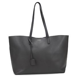 Saint Laurent Tote Bag aus grauem Kalbsleder Braun