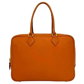 Hermès Sac à main Hermes Plume 32 en cuir Veau Gulliver Orange