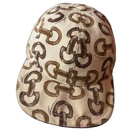 Boné Gucci Monogram Bege e Castanho Marrom Bege