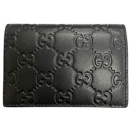 Gucci Black Leather Card Case Black