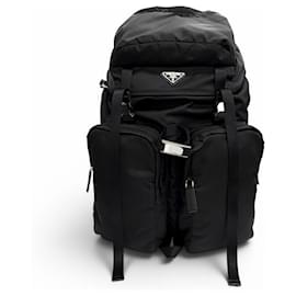 Prada Re-Nylon Leather Backpack Black