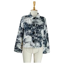 Autre Marque Aligne Chaqueta Corta Estampada Blanco Otro Azul oscuro