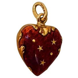 Charm Faberge Heart Rosso D'oro