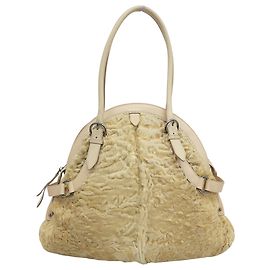 Bolsa de ombro em pele real Salvatore Ferragamo Bege