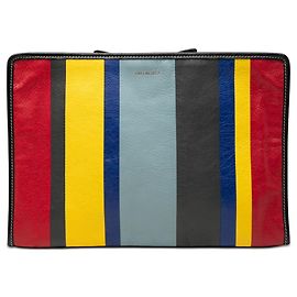 Clutch Bazar a righe in agnello multicolore Balenciaga Multicolore