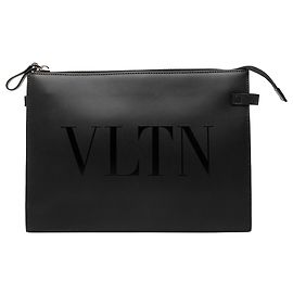 Clutch VLTN in pelle nera Valentino Nero