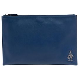 Clutch Prada Blue Saffiano Bellboy Voyage Blu Blu scuro