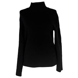 Saint Laurent Rippstrick-Rollkragenpullover aus schwarzer Wolle Schwarz