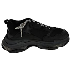 Balenciaga Triple S Clear Sole Sneakers in Black Polyester Black