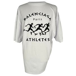 Camiseta oversized con estampado Balenciaga en algodón blanco Blanco Crudo