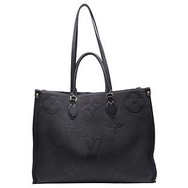 Louis Vuitton Giant Onthego GM Tote Bag in Black Leather Blue Light blue