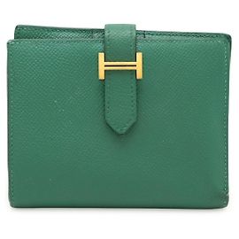 Carteira compacta Béarn em couro Epsom Hermès Verde