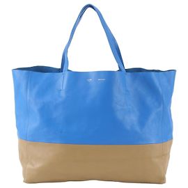 Céline Excellent condition Celine Horizontal Cabas bicolor leather tote bag, handbag, shoulder bag for men. Blue