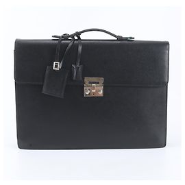 Excellent condition Salvatore Ferragamo leather handbag/briefcase, black, men's. Black