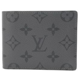 LOUIS VUITTON Louis Vuitton Monogram Eclipse Reverse Portefeuille Slender Grey Men's Canvas Billfold Unused Ginzo Brown