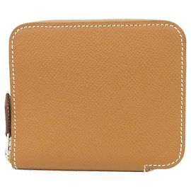 Hermès Carteira compacta de seda Hermes LIBRIS Dourado