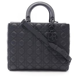 Borsa Dior Lady Large Cannage opaca in pelle, Donna, Nero Nero