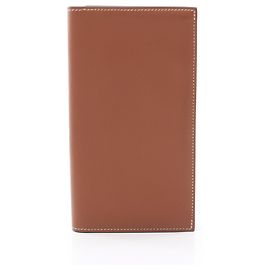 Hermès Hermes Citizen Twill Long Silk In fold Wallet, Leather, Veau Swift, Men's, Brown Brown