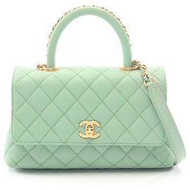 Bolso Chanel Coco Handle Flap Matelassé, Cuero Caviar (piel de becerro granulada), Mujer, Verde Verde
