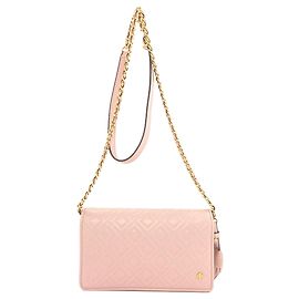 Tory Burch Shoulder Wallet, Stitched Leather Long Wallet for Women Pink