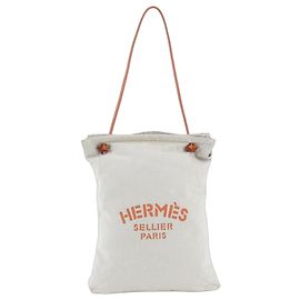 Hermès Bolsa de Ombro Hermes Aline GM Toile Chevron Laranja Couro e Lona para Mulher Laranja