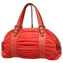 Emporio Armani Ruched Fabric Handbag Red Orange