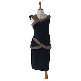 Joseph Ribkoff Asymmetrisches Kleid - Schwarz & Taupe Schwarz Taupe