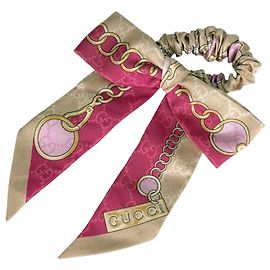 Scrunchie in seta Gucci Accessorio per capelli Rosa Beige