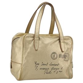 Sac à main SAINT LAURENT Y Mail en cuir Or Auth 188208 Doré