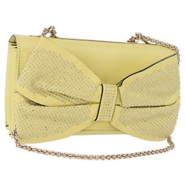 VALENTINO Chain Shoulder Bag Leder Gelbgold Auth bs35654V Golden Gelb