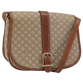 Céline Borsa a Spalla CELINE Macadam Canvas PVC Beige Oro Auth 188358A Beige D'oro