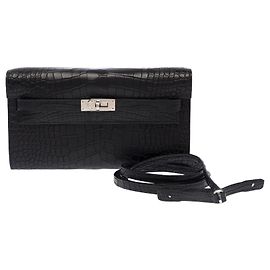 Hermès Borsa HERMES Kelly to go in Pelli Esotiche Nero - 103689 Nero