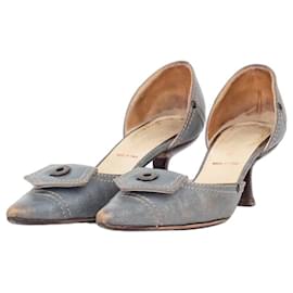 Miu Miu 2000s Button Pump Kitten Heels Blue