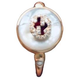 Anello Interlocking di Gucci in oro rosa, madreperla e diamanti Rosa Bianco D'oro