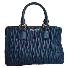 Miu Miu Borsa a mano Matelassé Pelle Blu Navy Blu scuro