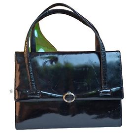Gucci Vintage Lackleder Handtasche Schwarz