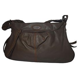Lancel Bolsa de Ombro em Couro Marrom Marrom
