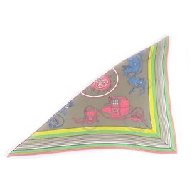 Chal triangular de cachemira Exlibris Hermès Rosa Beige Otro Arena