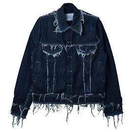 Autre Marque Bianca Saunders Lexxus 23 Distressed Denim Jacket Blue