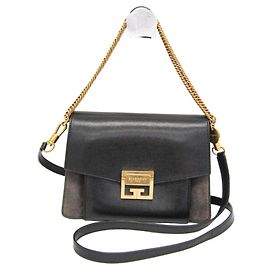 Givenchy GV3 Small BB501CB033 Leather and Suede Handbag Black