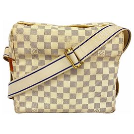 Borsa a tracolla Louis Vuitton Damier Azur Naviglio Bianco