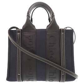 Tote Woody en toile grise Chloé Small Marron Gris anthracite