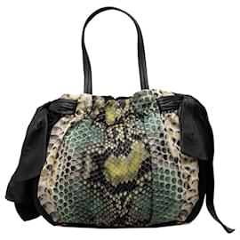 Sac à main Prada Black Tessuto Python Print Bow Noir