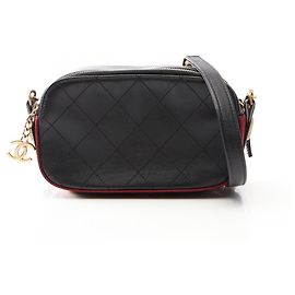Sac bandoulière Chanel Matelassé Noir Bordeaux