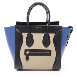 Céline Borsa Tote Celine Luggage Micro Shopper Marrone Nero Beige