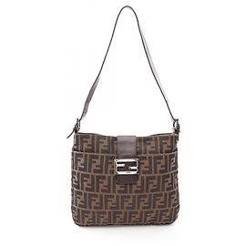 Borsa a tracolla Fendi in tela Zucca e pelle Marrone