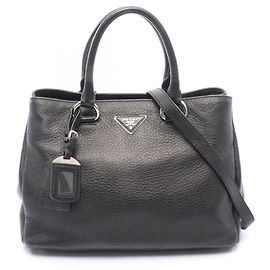 Prada Black Leather 2-Way Handbag Black