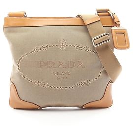 Borsa a tracolla PRADA LOGO JACQUARD Marrone Beige