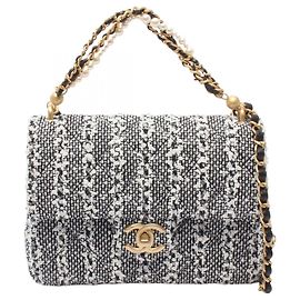 Borsa a Spalla Chanel Matelassé Faux Pearl Nero Bianco